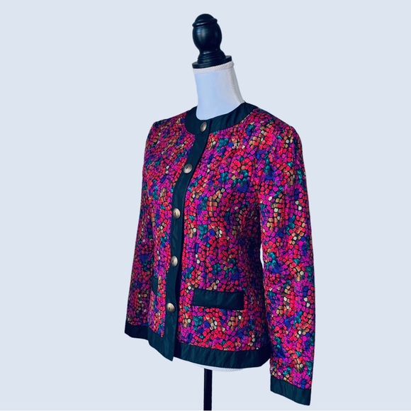 VINTAGE HOWARD WOLF MULTICOLOR QUILTED BLAZER - Picture 3 of 15